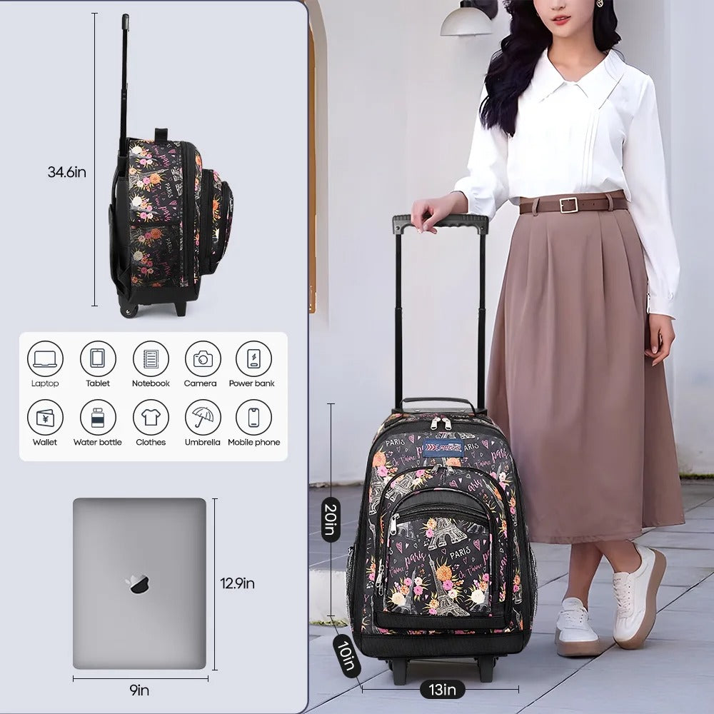 NEW YORK XPRESS JH-2560 / JH-2561, 2 In 1 Travel Backpack,20" Carry On Rolling Wheeled Backpack with Telescopic Handle
