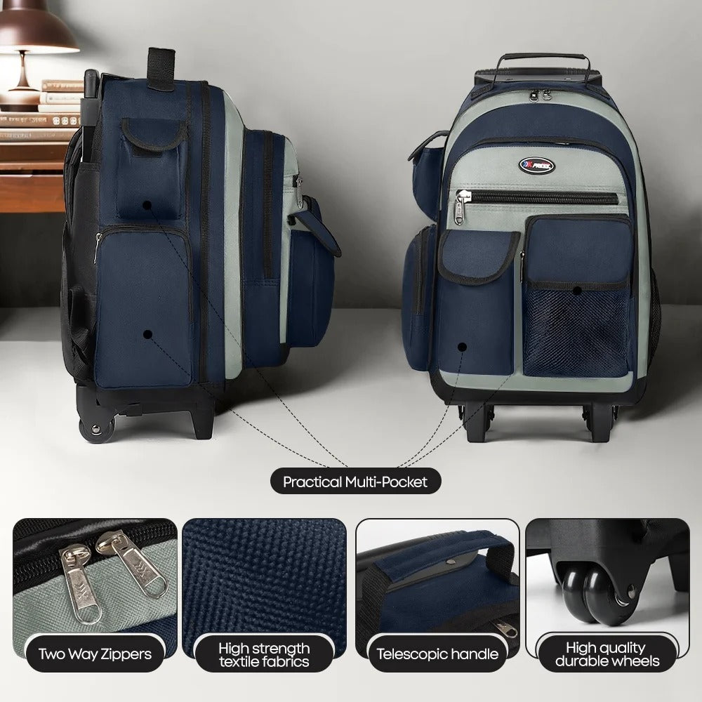 NEW YORK XPRESS JH-2560 / JH-2561, 2 In 1 Travel Backpack,20" Carry On Rolling Wheeled Backpack with Telescopic Handle