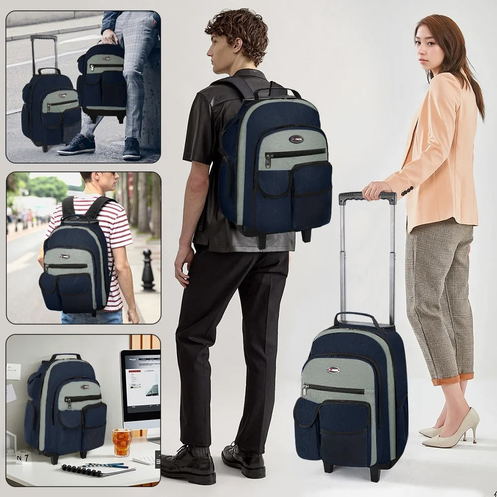 NEW YORK XPRESS JH-2560 / JH-2561, 2 In 1 Travel Backpack,20" Carry On Rolling Wheeled Backpack with Telescopic Handle