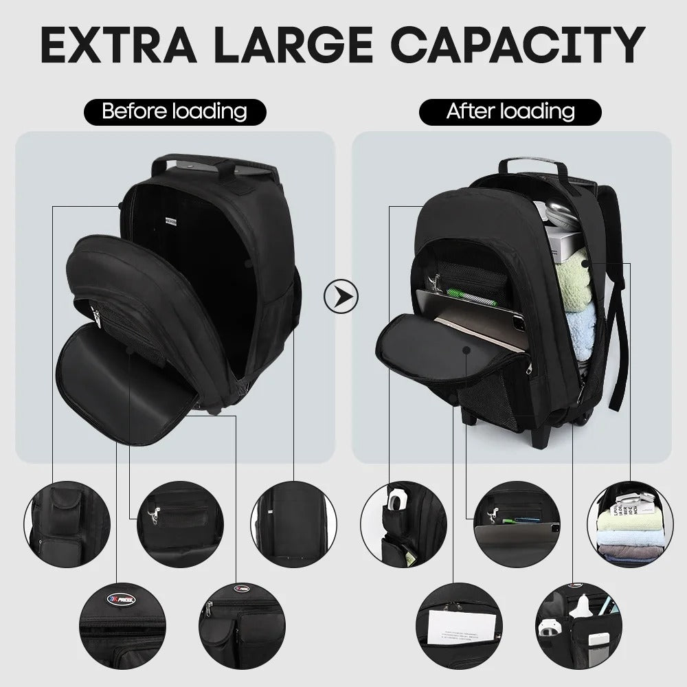 NEW YORK XPRESS JH-2560 / JH-2561, 2 In 1 Travel Backpack,20" Carry On Rolling Wheeled Backpack with Telescopic Handle