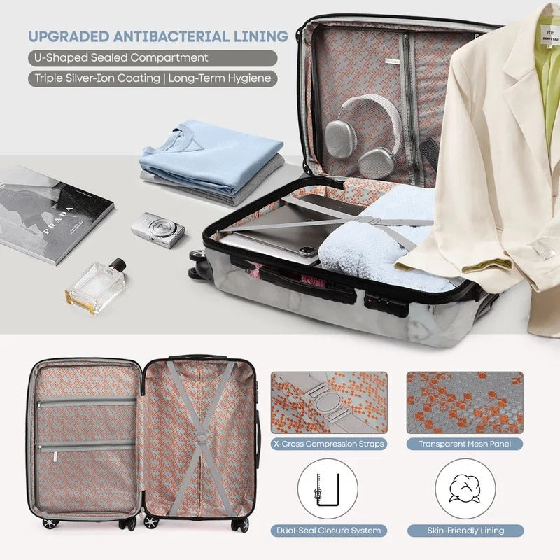 NEW YORK XPRESS L-0028 Expandable 3PC Hard Shell Luggage with Spinner Wheels, TSA Lock, ( 20"/24"/28")