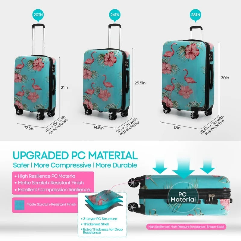 NEW YORK XPRESS L-0028 Expandable 3PC Hard Shell Luggage with Spinner Wheels, TSA Lock, ( 20"/24"/28")