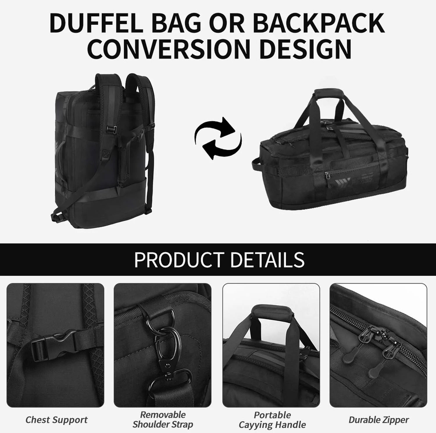 NEW YORK XPRESS LX737, 2-in-1 Travel Duffel Backpack, 21" Convertible with Straps, Heavy Duty Water-Resistant, 40L