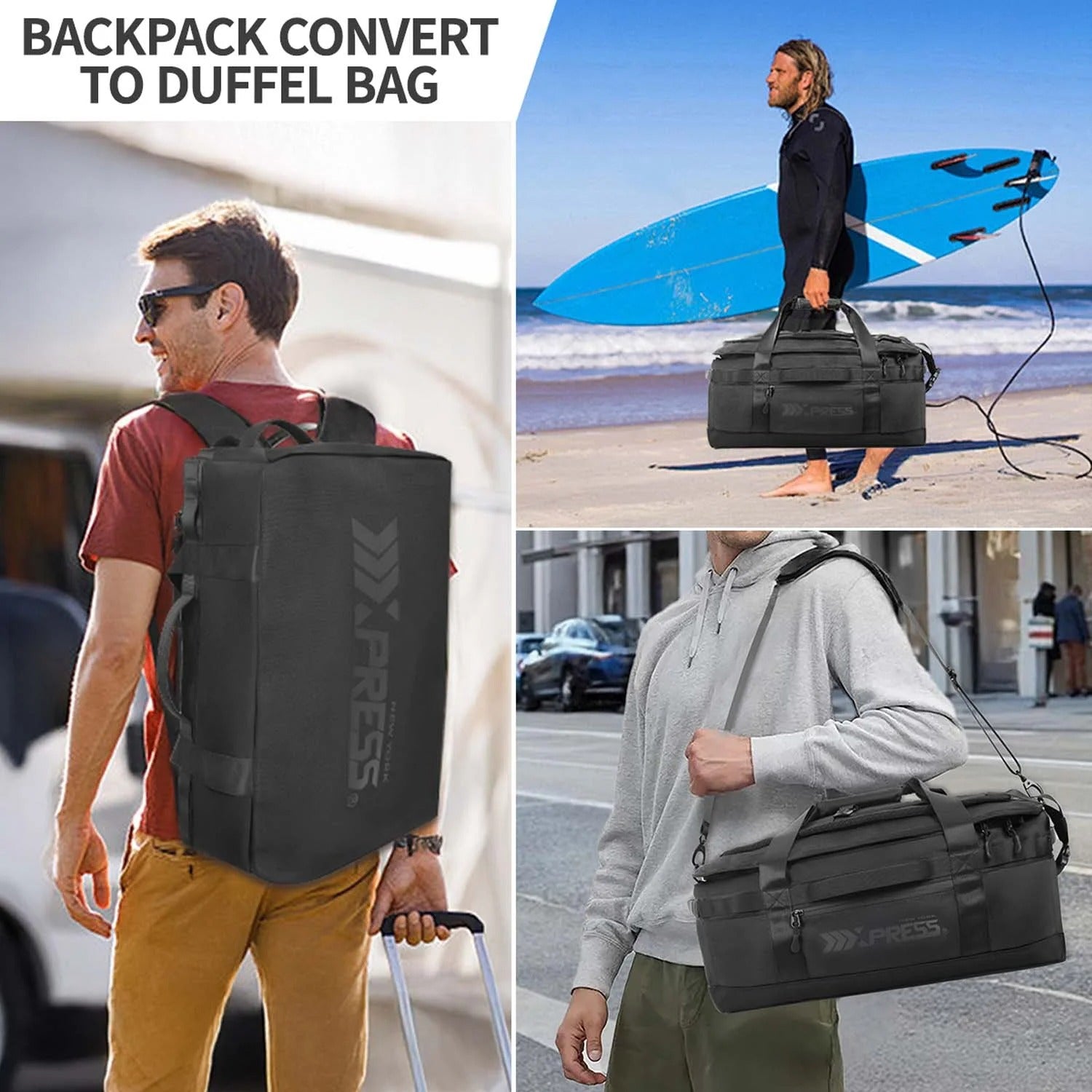 NEW YORK XPRESS LX737, 2-in-1 Travel Duffel Backpack, 21" Convertible with Straps, Heavy Duty Water-Resistant, 40L
