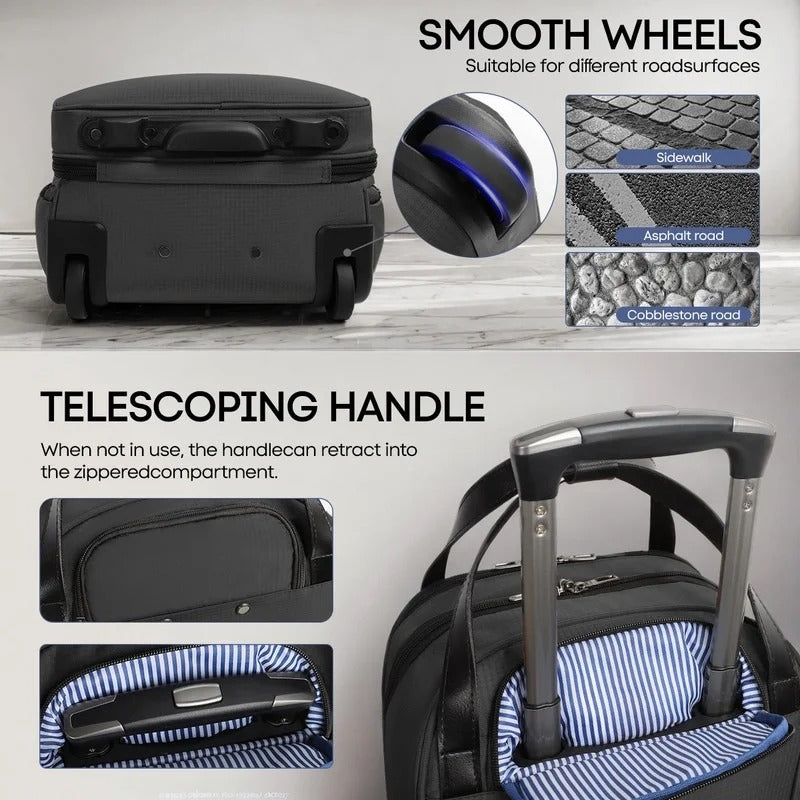NEW YORK XPRESS XJ-5011 Underseat Soft Carry On Luggage, Rolling Wheels, Lightweight Travel Bag, 16"