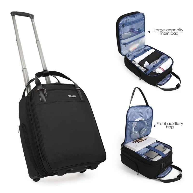 NEW YORK XPRESS XJ-5011 Underseat Soft Carry On Luggage, Rolling Wheels, Lightweight Travel Bag, 16"