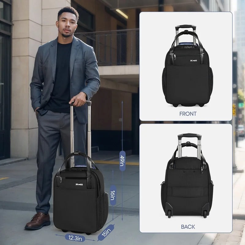NEW YORK XPRESS XJ-5011 Underseat Soft Carry On Luggage, Rolling Wheels, Lightweight Travel Bag, 16"
