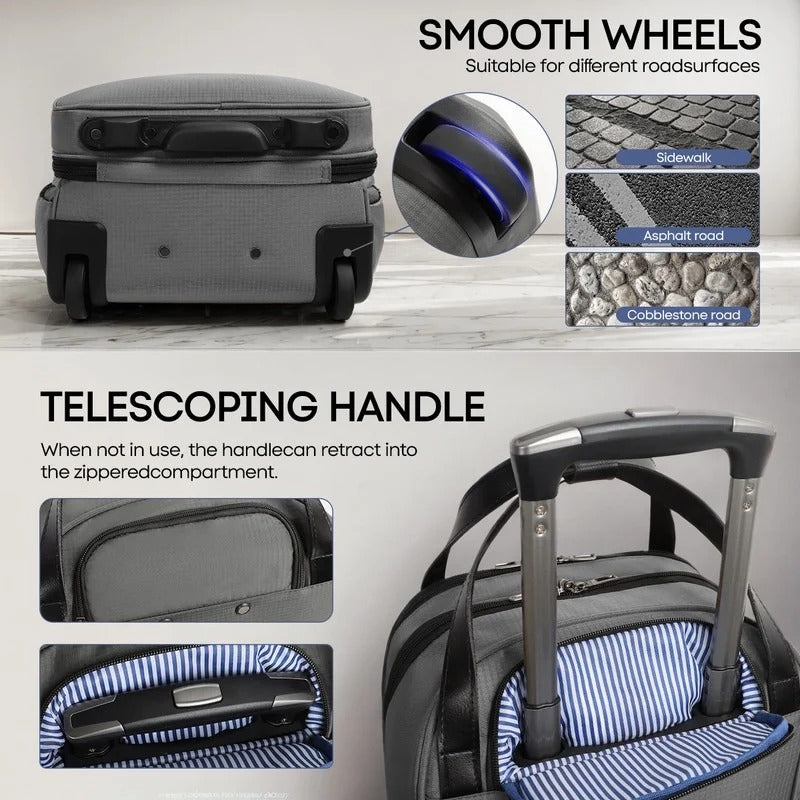 NEW YORK XPRESS XJ-5011 Underseat Soft Carry On Luggage, Rolling Wheels, Lightweight Travel Bag, 16"