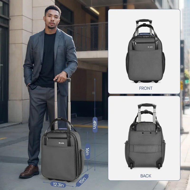 NEW YORK XPRESS XJ-5011 Underseat Soft Carry On Luggage, Rolling Wheels, Lightweight Travel Bag, 16"
