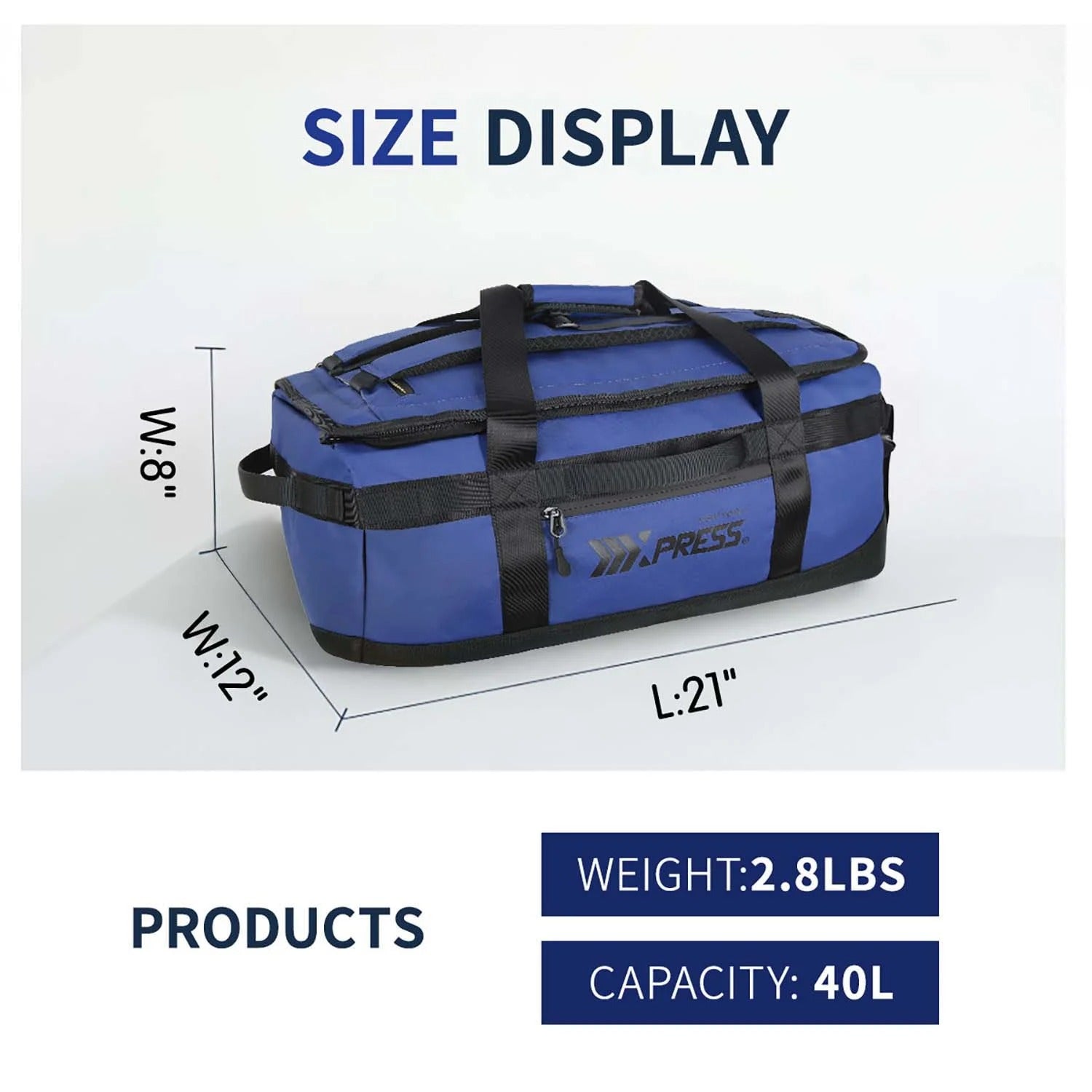 NEW YORK XPRESS LX737, 2-in-1 Travel Duffel Backpack, 21" Convertible with Straps, Heavy Duty Water-Resistant, 40L