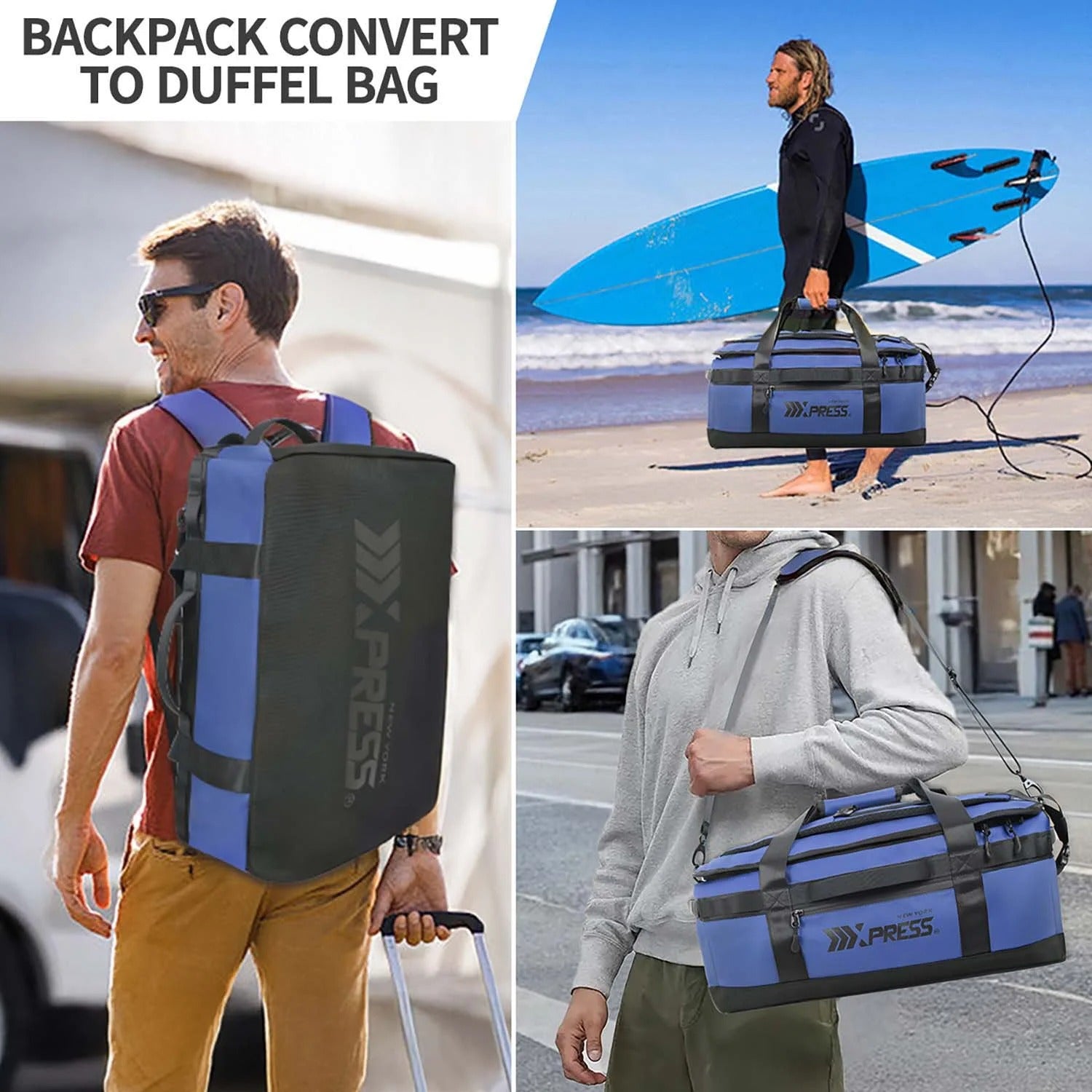 NEW YORK XPRESS LX737, 2-in-1 Travel Duffel Backpack, 21" Convertible with Straps, Heavy Duty Water-Resistant, 40L