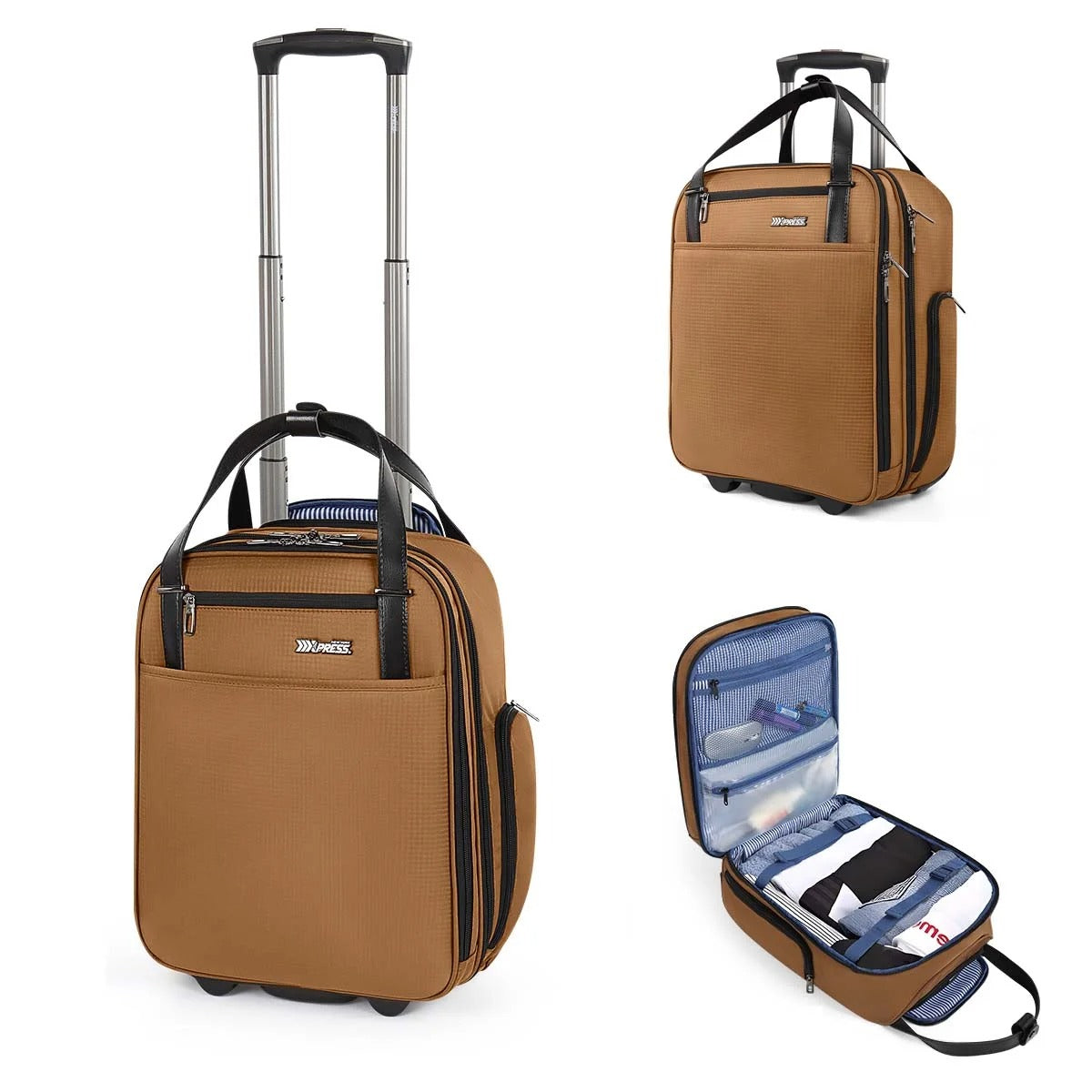 NEW YORK XPRESS XJ-5011 Underseat Soft Carry On Luggage, Rolling Wheels, Lightweight Travel Bag, 16"