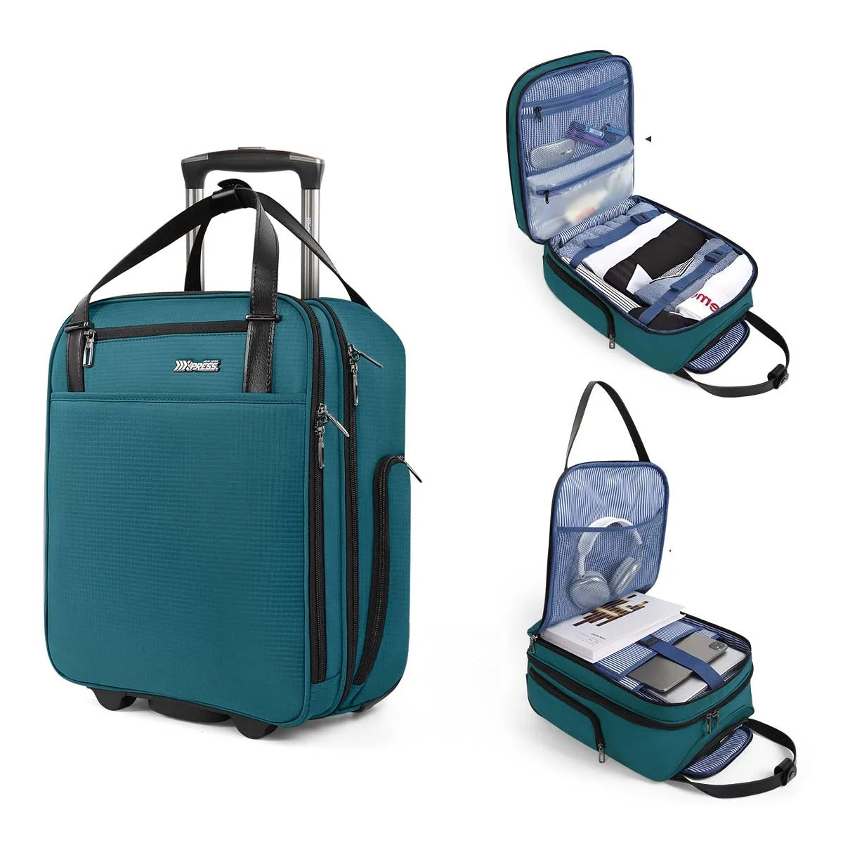 NEW YORK XPRESS XJ-5011 Underseat Soft Carry On Luggage, Rolling Wheels, Lightweight Travel Bag, 16"