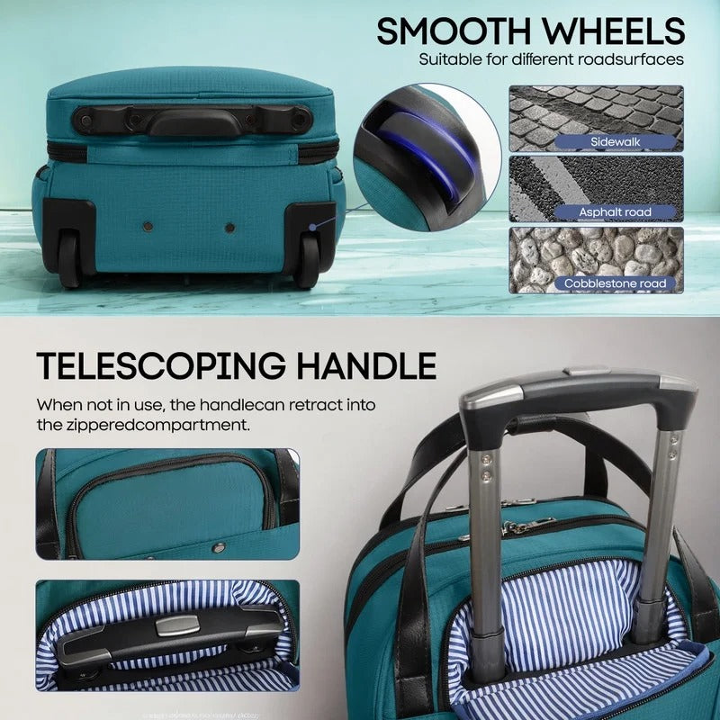 NEW YORK XPRESS XJ-5011 Underseat Soft Carry On Luggage, Rolling Wheels, Lightweight Travel Bag, 16"