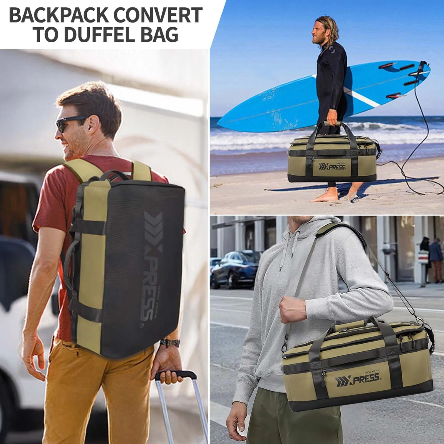 NEW YORK XPRESS LX737, 2-in-1 Travel Duffel Backpack, 21" Convertible with Straps, Heavy Duty Water-Resistant, 40L