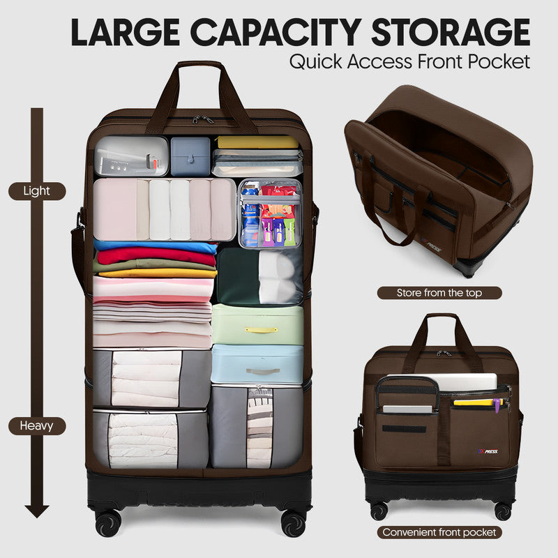NEW YORK XPRESS JM-36 Collapsible Expandable Luggage Bag Suitcases with Wheels, Hardshell Base Case 36"