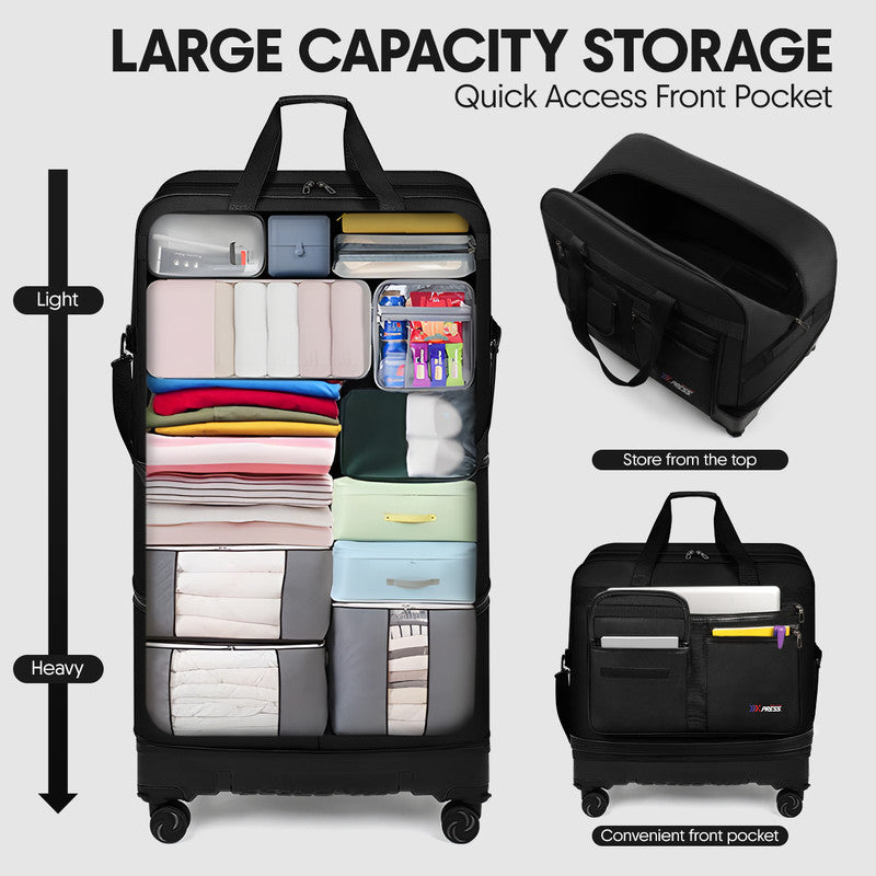 NEW YORK XPRESS JM-36 Collapsible Expandable Luggage Bag Suitcases with Wheels, Hardshell Base Case 36"