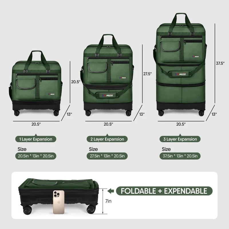 NEW YORK XPRESS JM-36 Collapsible Expandable Luggage Bag Suitcases with Wheels, Hardshell Base Case 36"
