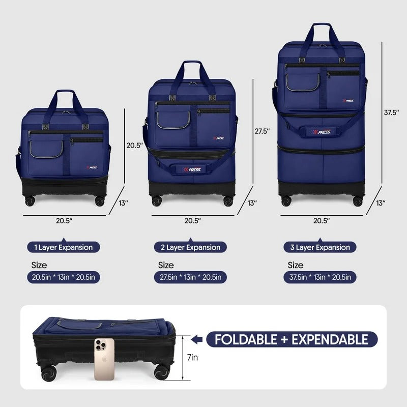 NEW YORK XPRESS JM-36 Collapsible Expandable Luggage Bag Suitcases with Wheels, Hardshell Base Case 36"