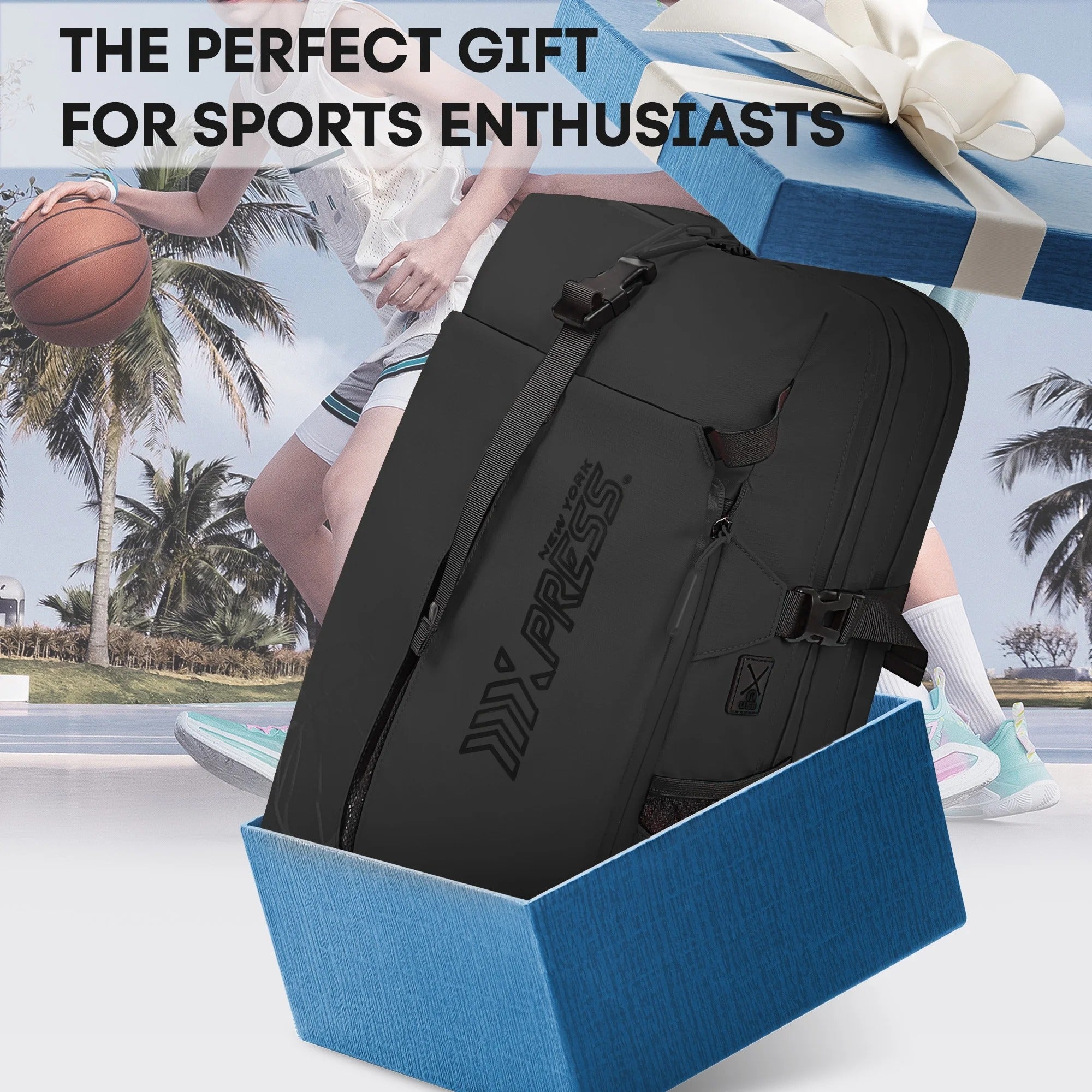 NEW YORK XPRESS B00391 Sports Waterproof Backpack with Ball Holder & Separate Shoe Bag