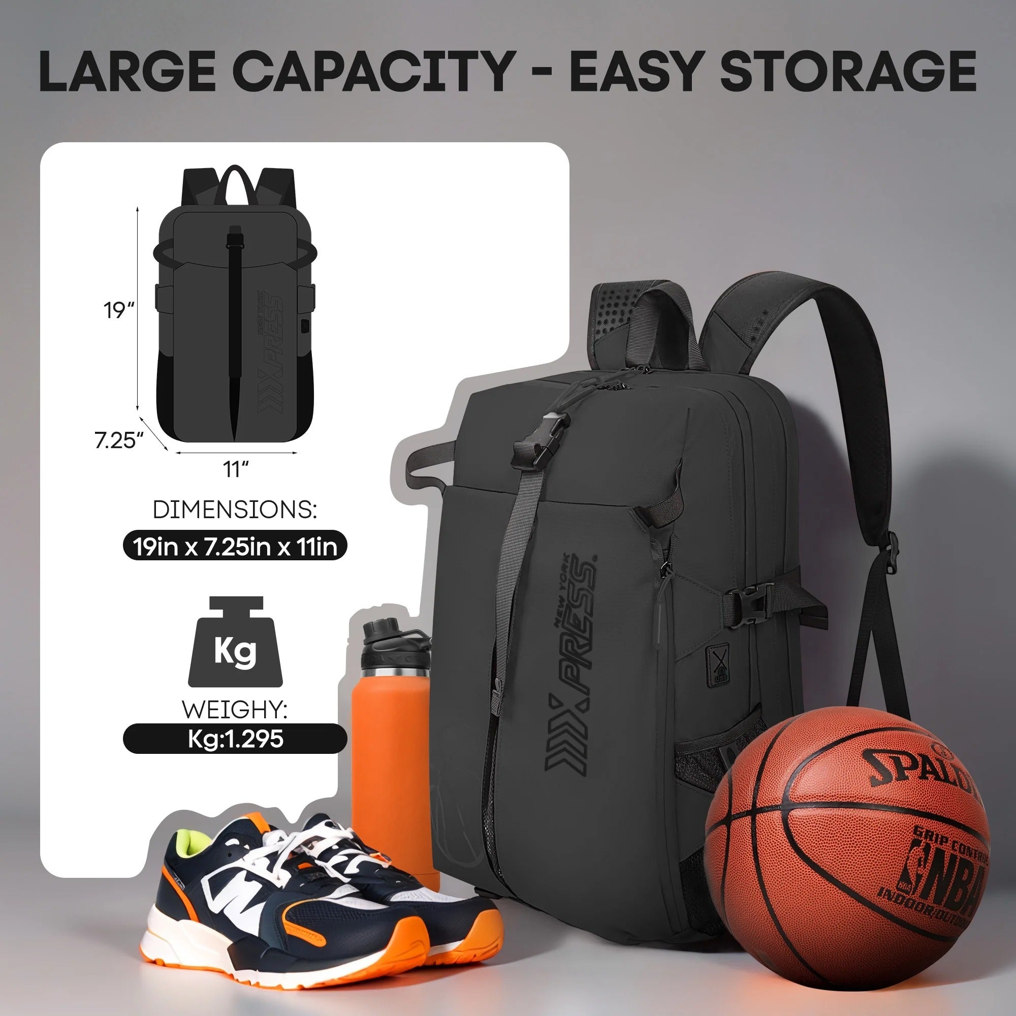 NEW YORK XPRESS B00391 Sports Waterproof Backpack with Ball Holder & Separate Shoe Bag