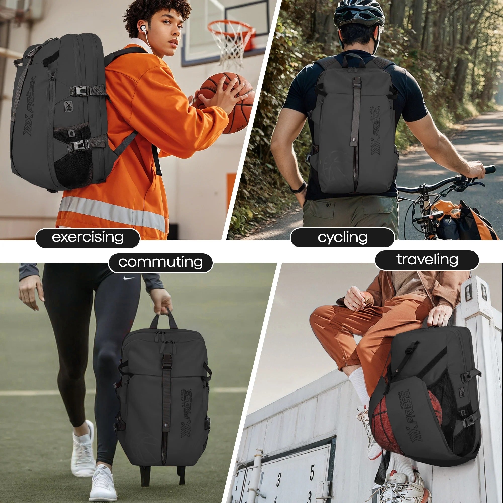 NEW YORK XPRESS B00391 Sports Waterproof Backpack with Ball Holder & Separate Shoe Bag