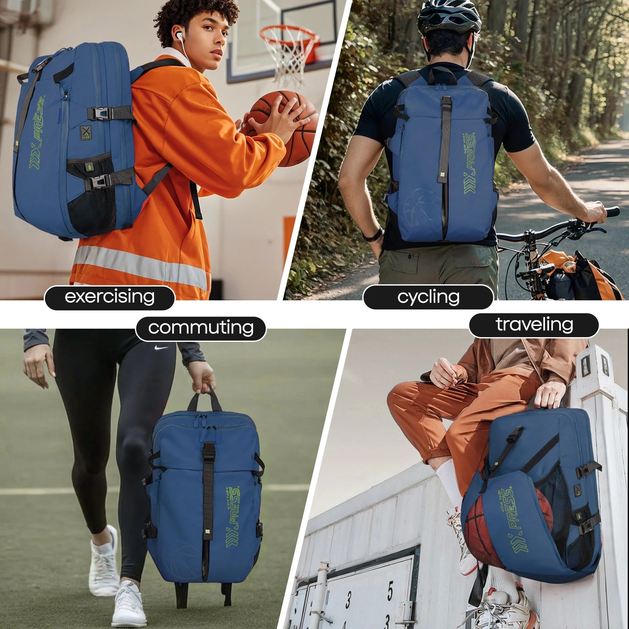 NEW YORK XPRESS B00391 Sports Waterproof Backpack with Ball Holder & Separate Shoe Bag