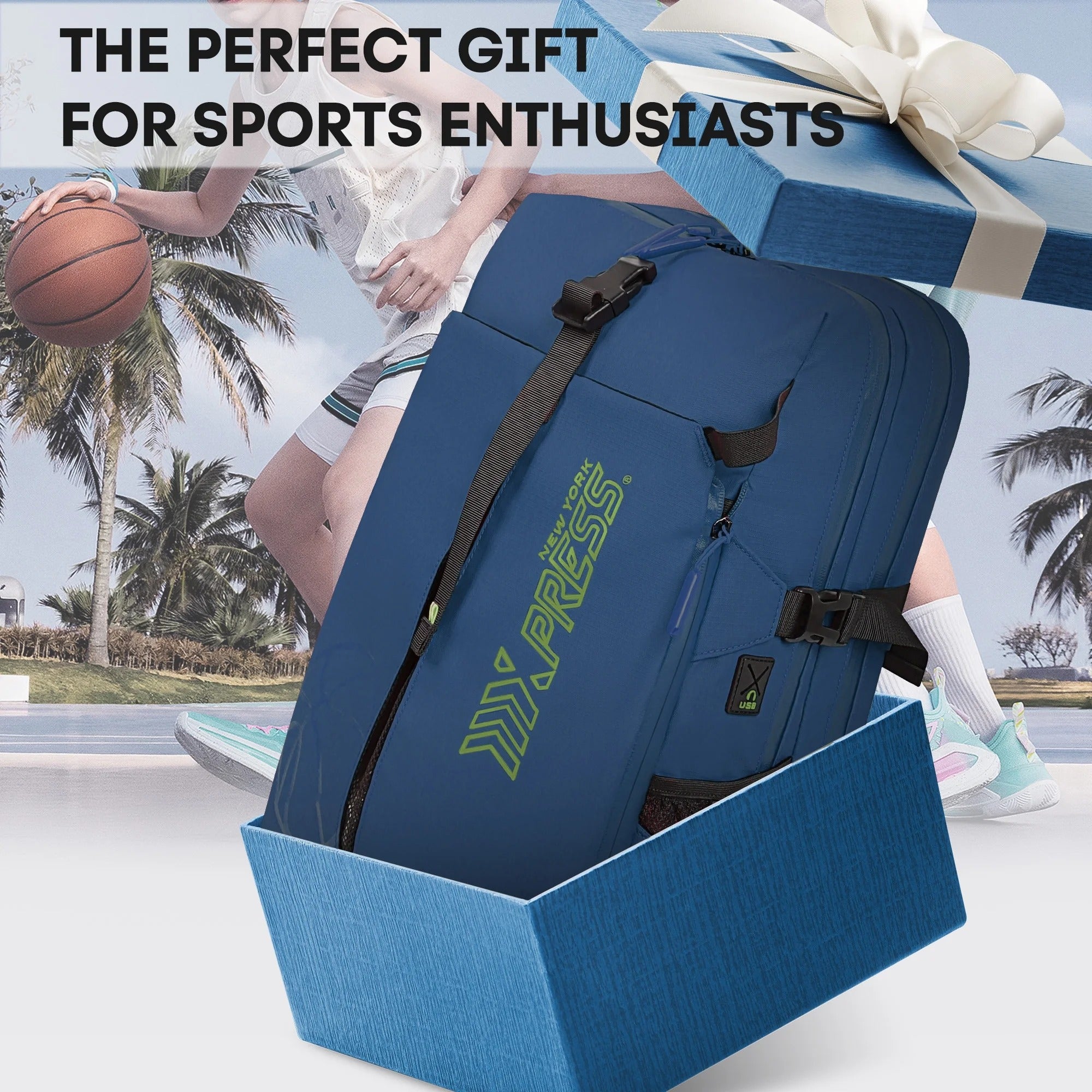 NEW YORK XPRESS B00391 Sports Waterproof Backpack with Ball Holder & Separate Shoe Bag