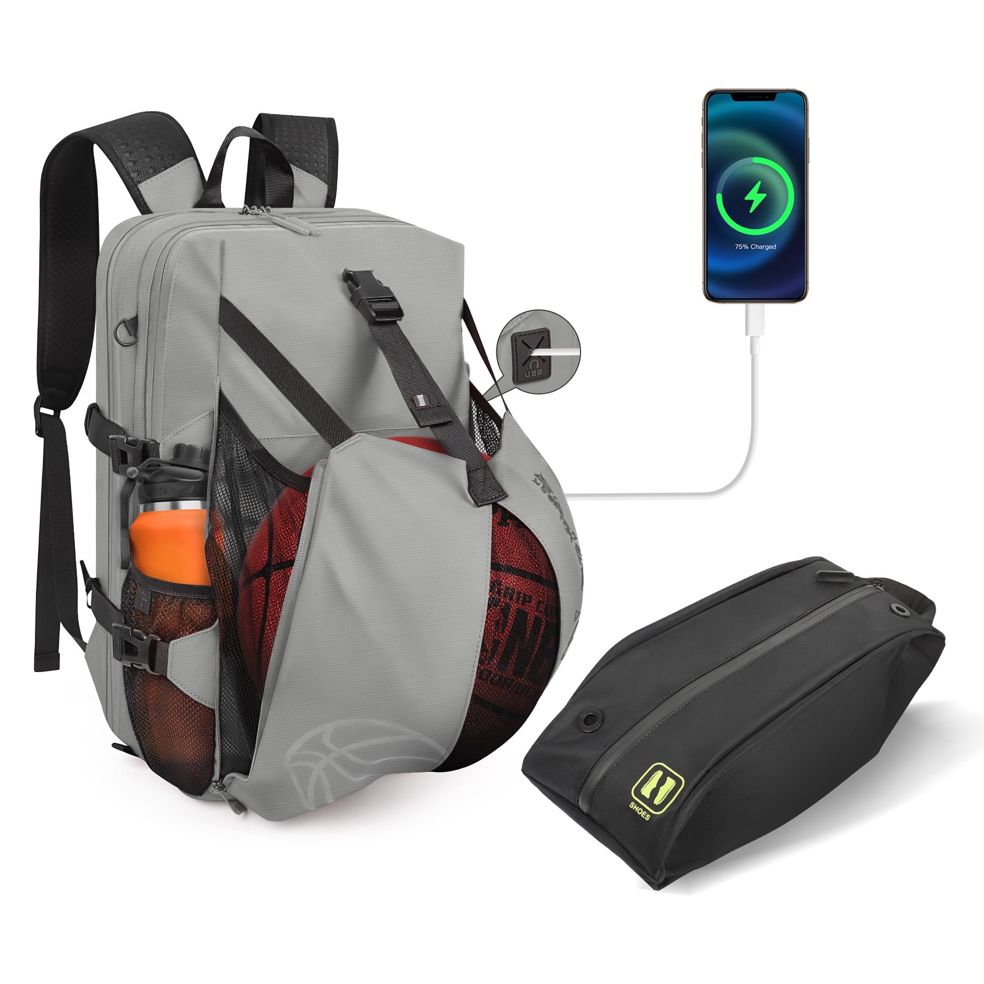 NEW YORK XPRESS B00391 Sports Waterproof Backpack with Ball Holder & Separate Shoe Bag