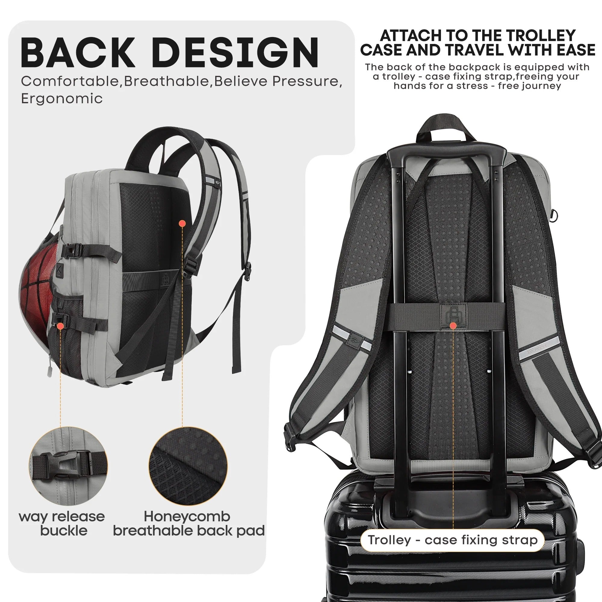 NEW YORK XPRESS B00391 Sports Waterproof Backpack with Ball Holder & Separate Shoe Bag