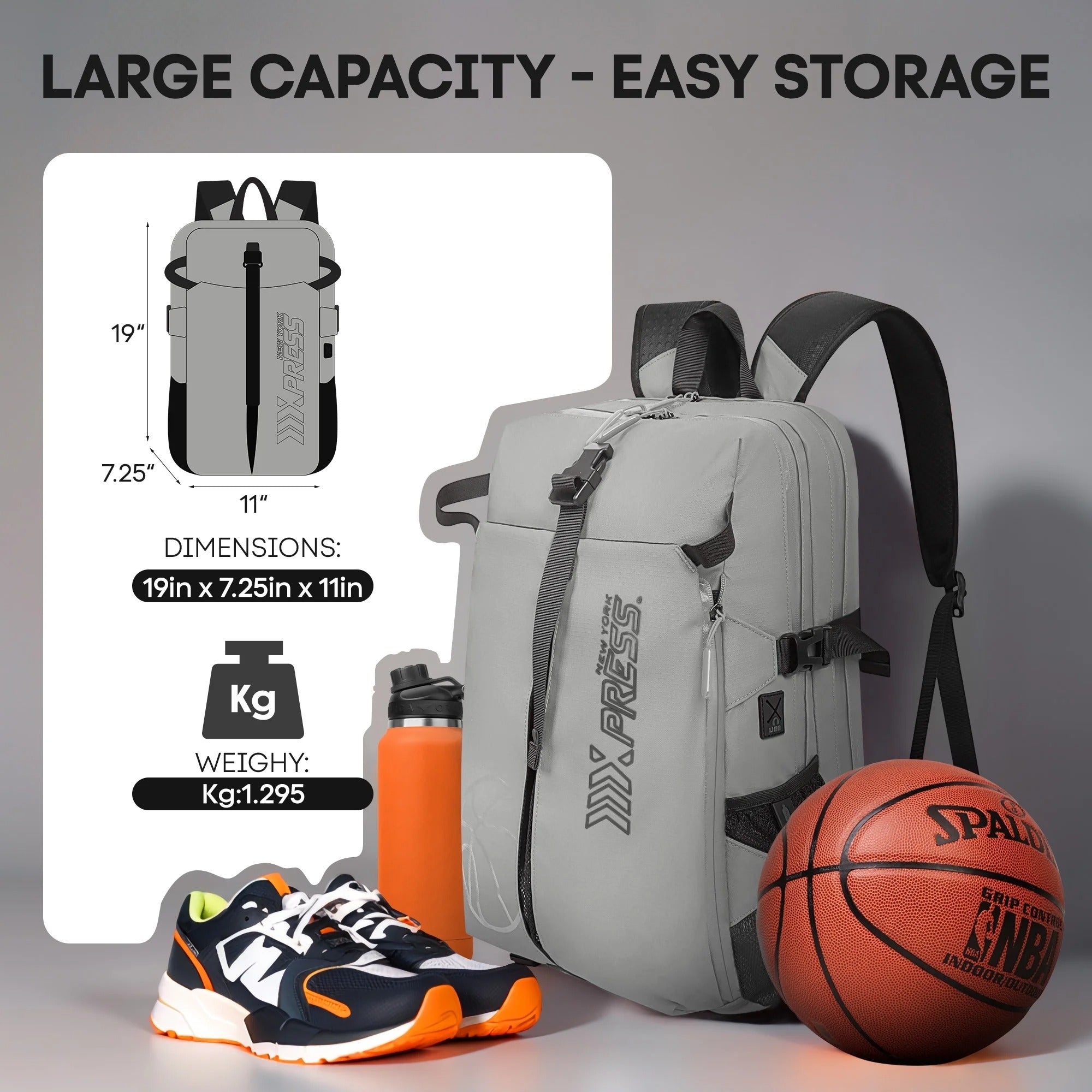 NEW YORK XPRESS B00391 Sports Waterproof Backpack with Ball Holder & Separate Shoe Bag