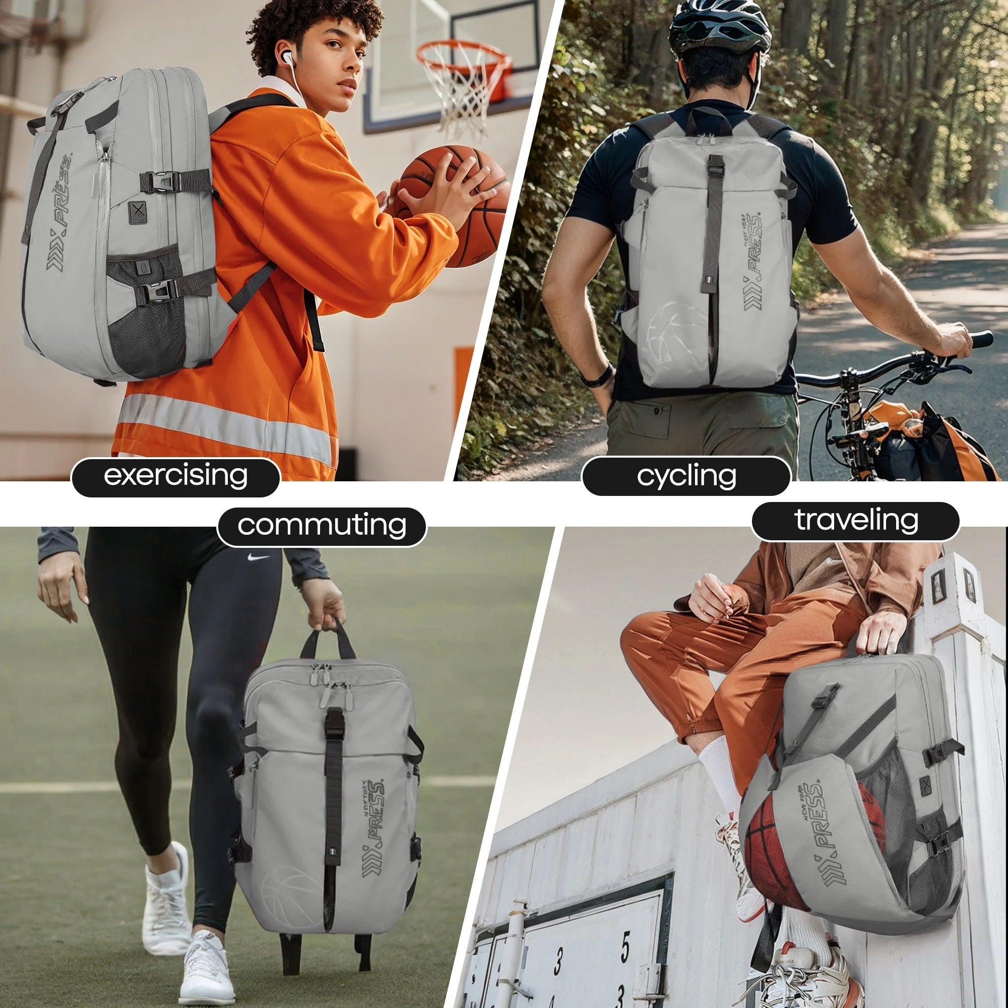 NEW YORK XPRESS B00391 Sports Waterproof Backpack with Ball Holder & Separate Shoe Bag