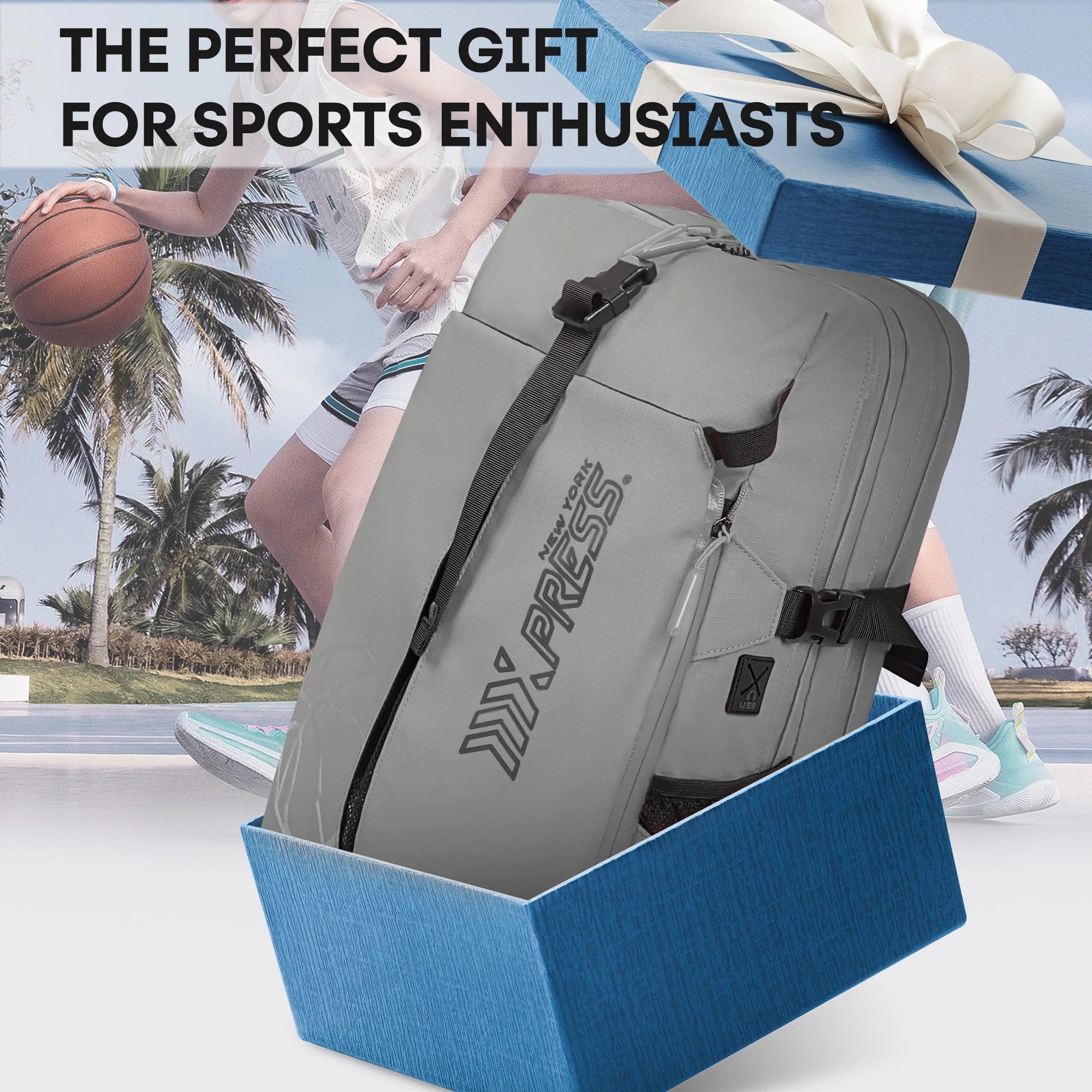 NEW YORK XPRESS B00391 Sports Waterproof Backpack with Ball Holder & Separate Shoe Bag