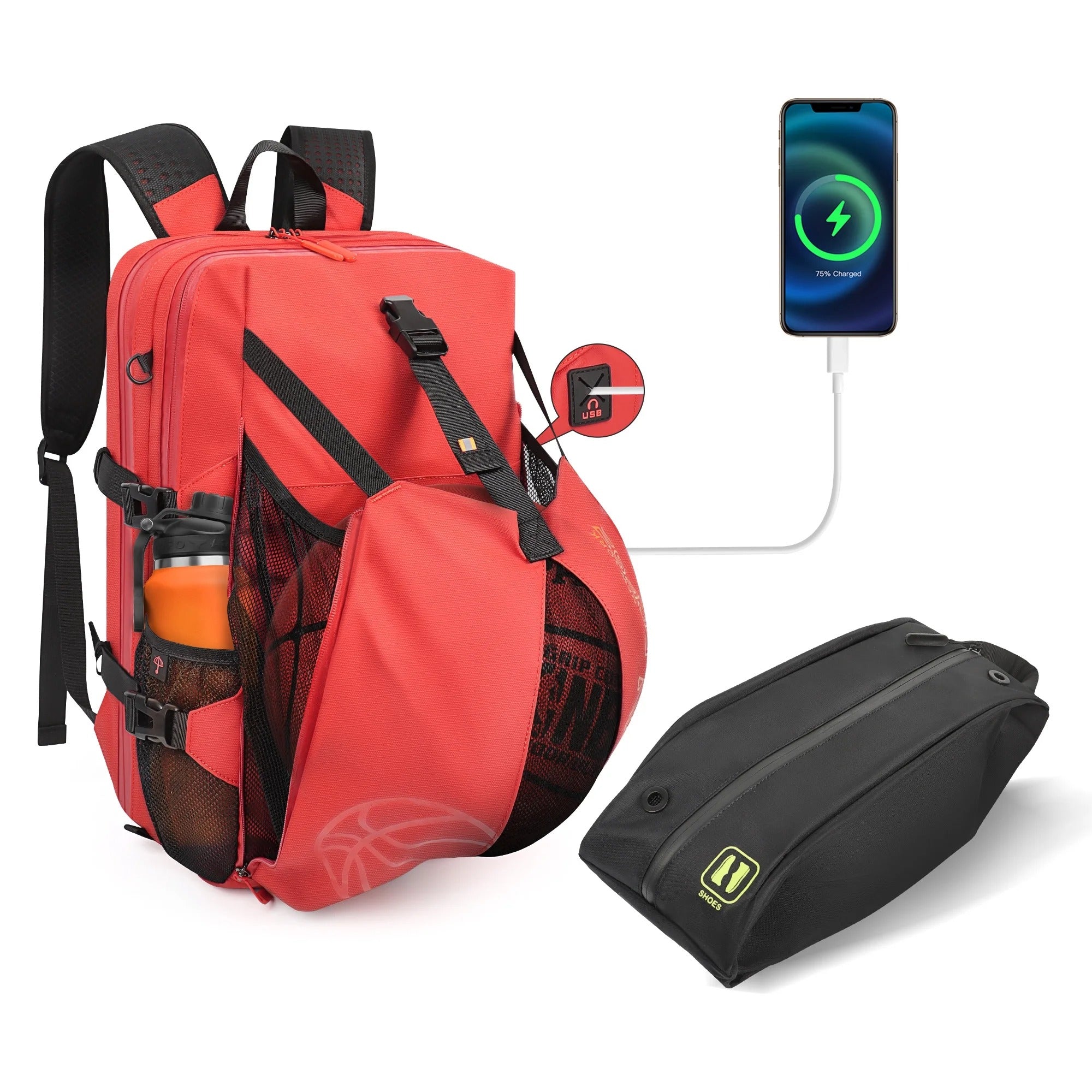 NEW YORK XPRESS B00391 Sports Waterproof Backpack with Ball Holder & Separate Shoe Bag