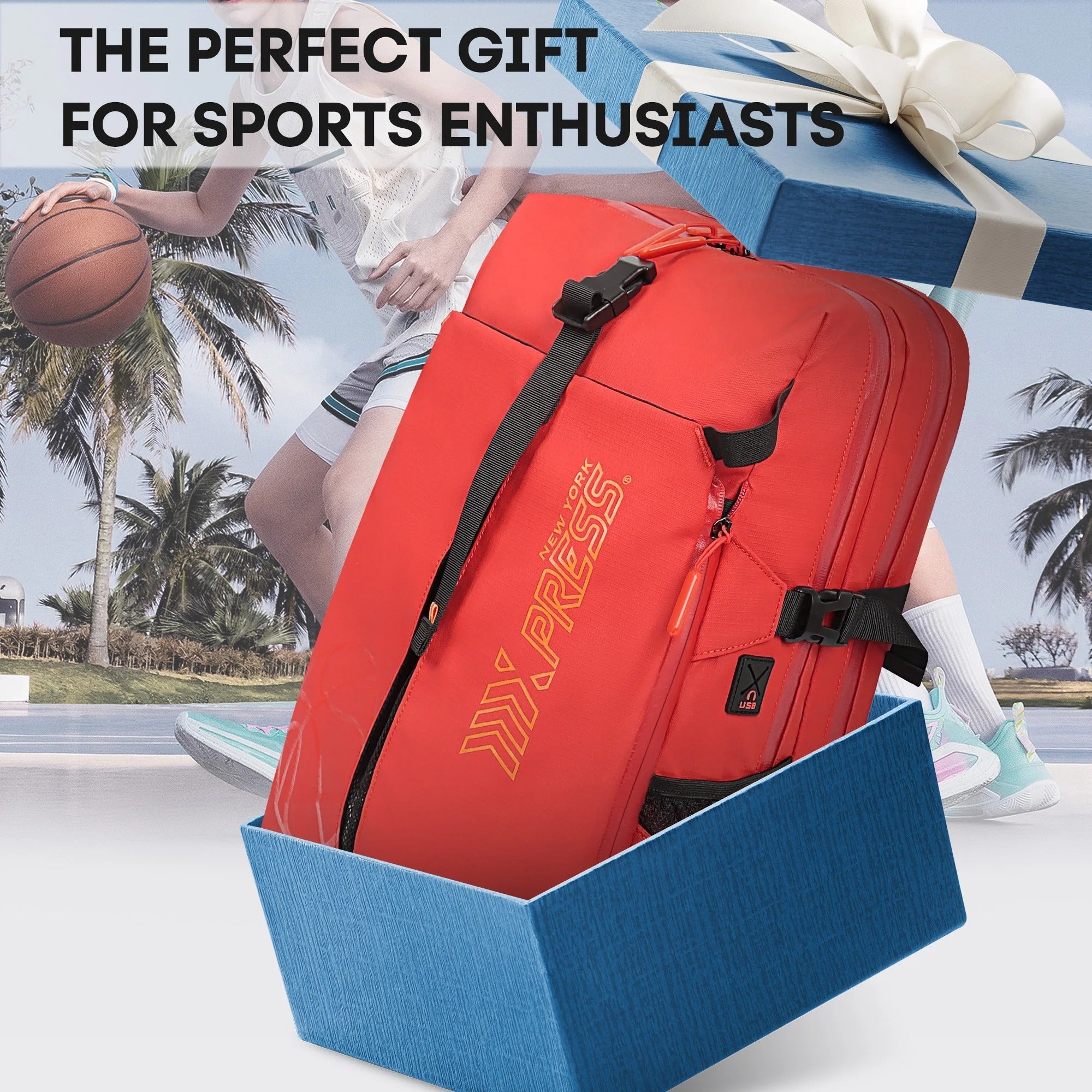 NEW YORK XPRESS B00391 Sports Waterproof Backpack with Ball Holder & Separate Shoe Bag