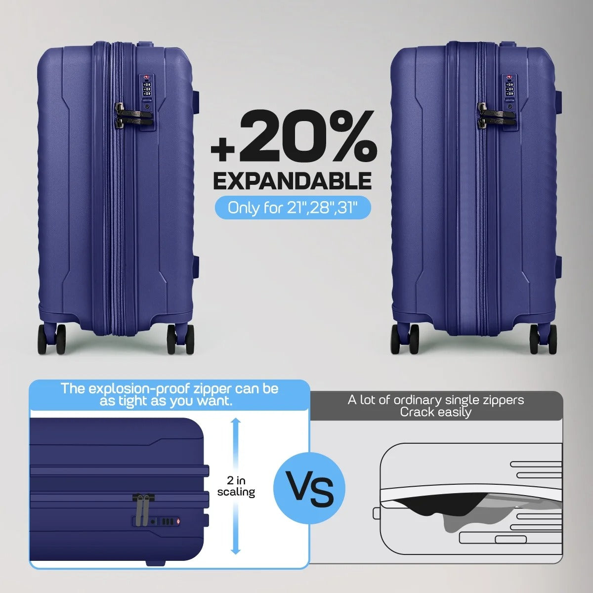 New York Xpress DQ-135 Luggage with Spinner Wheels, Hardshell Expandable with TSA Lock