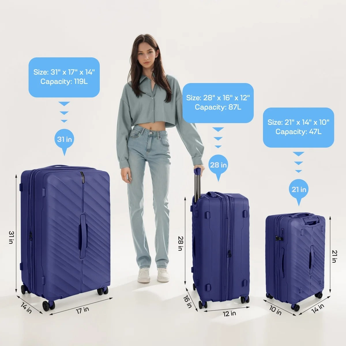 New York Xpress DQ-135 Luggage with Spinner Wheels, Hardshell Expandable with TSA Lock