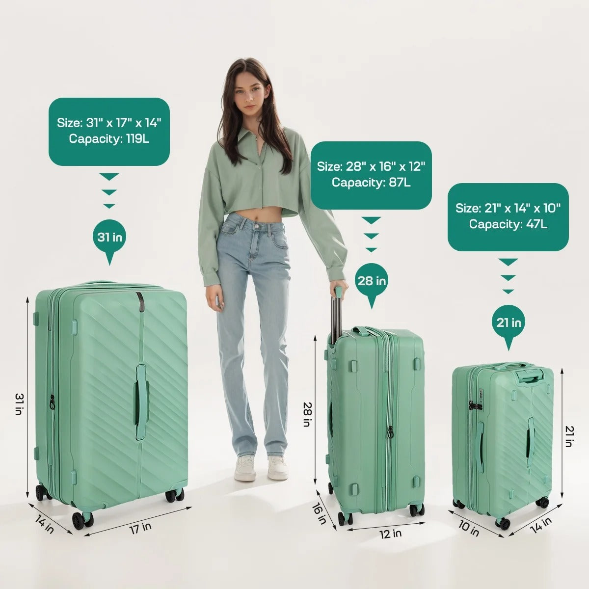 New York Xpress DQ-135 Luggage with Spinner Wheels, Hardshell Expandable with TSA Lock