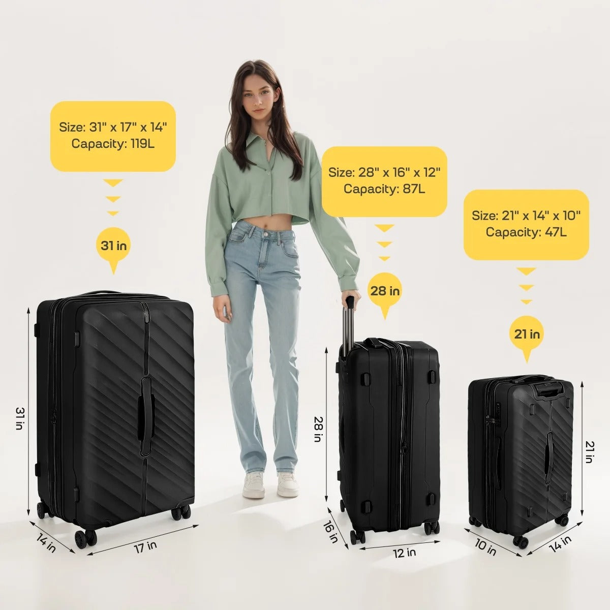New York Xpress DQ-135 Luggage with Spinner Wheels, Hardshell Expandable with TSA Lock