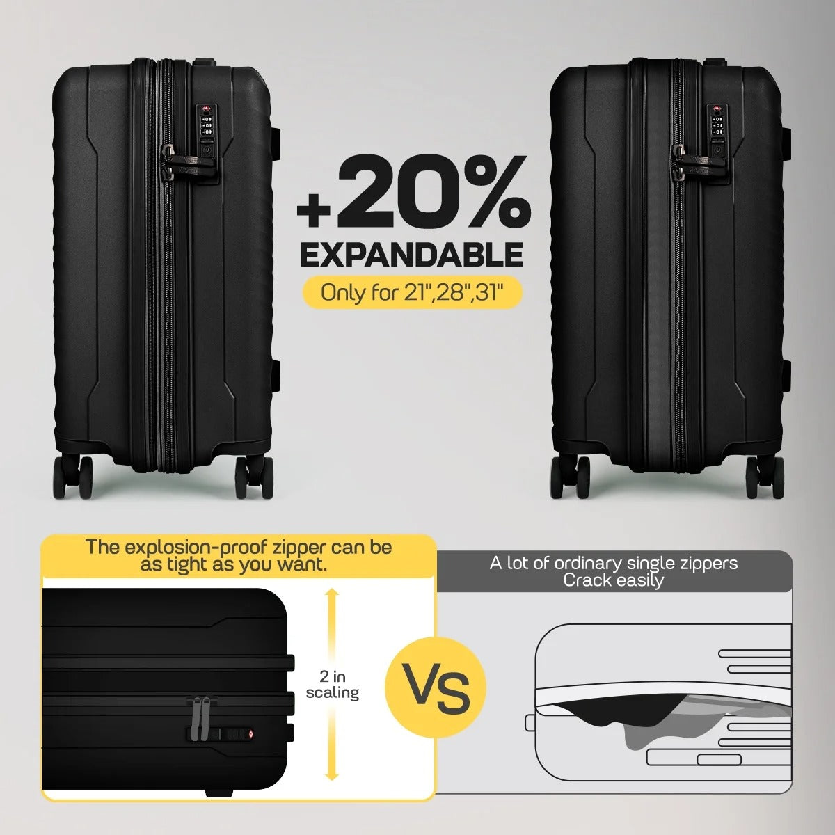 New York Xpress DQ-135 Luggage with Spinner Wheels, Hardshell Expandable with TSA Lock