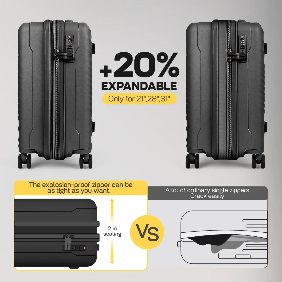 New York Xpress DQ-135 Luggage with Spinner Wheels, Hardshell Expandable with TSA Lock