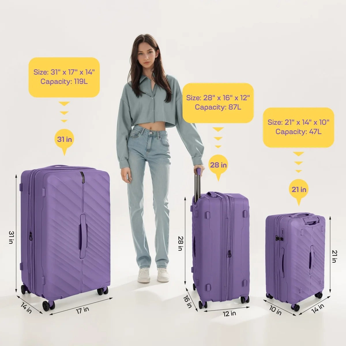 New York Xpress DQ-135 Luggage with Spinner Wheels, Hardshell Expandable with TSA Lock