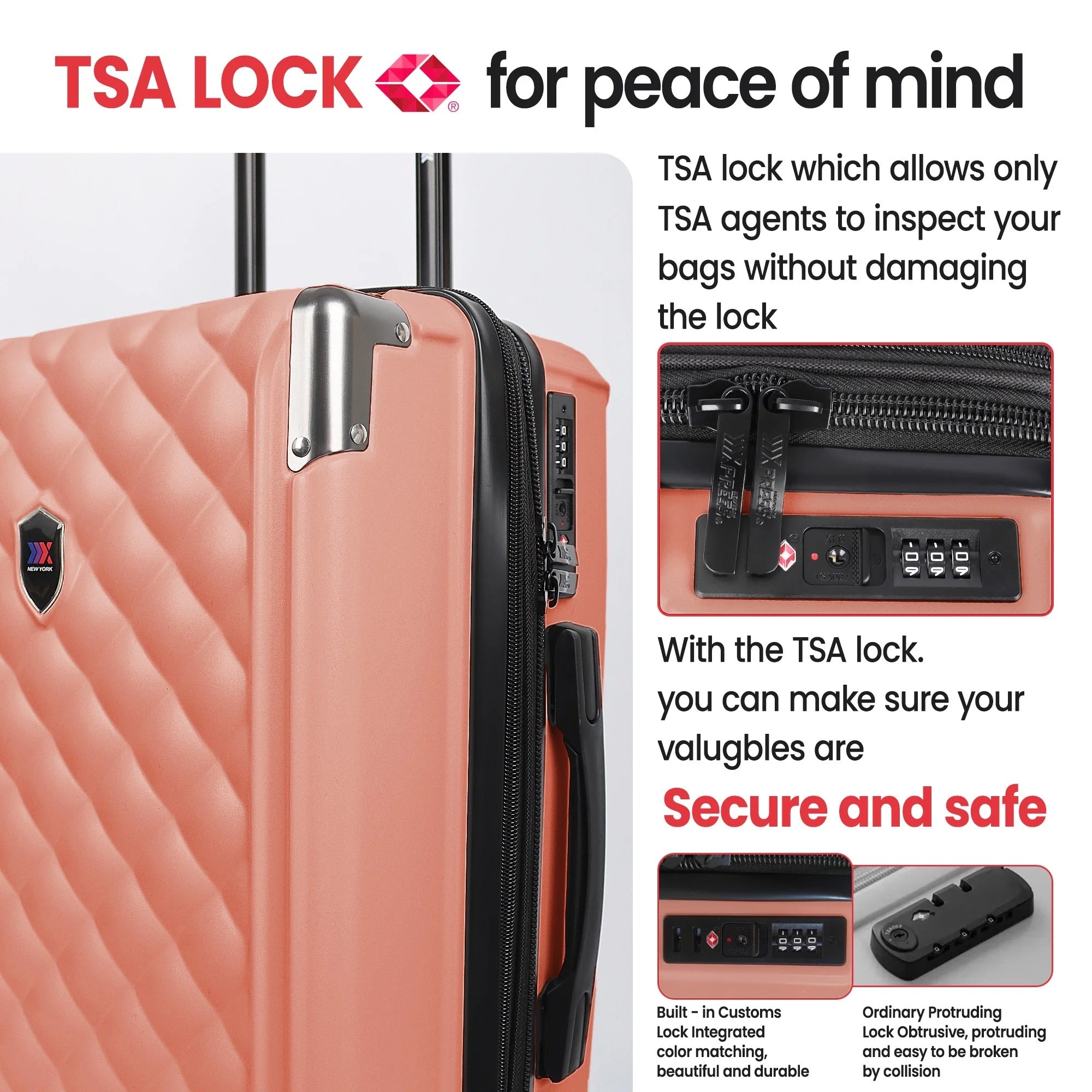 NEW YORK XPRESS WD-576 ABS Hard-shell Expandable Suitcase with Spinner Wheels and TSA Lock