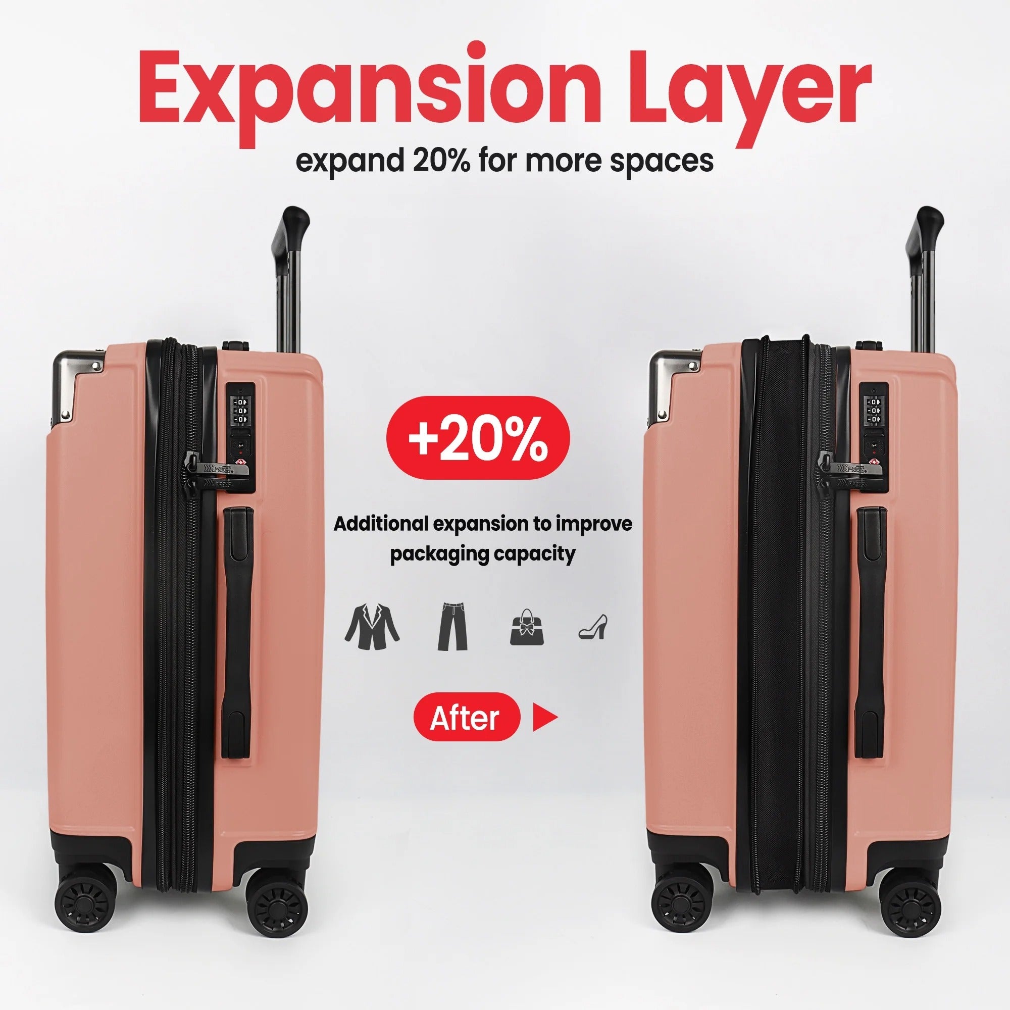 NEW YORK XPRESS WD-576 ABS Hard-shell Expandable Suitcase with Spinner Wheels and TSA Lock