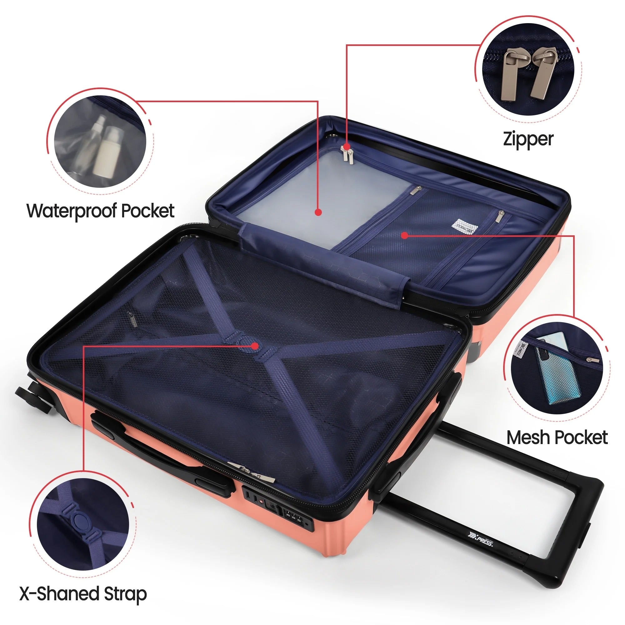 NEW YORK XPRESS WD-576 ABS Hard-shell Expandable Suitcase with Spinner Wheels and TSA Lock