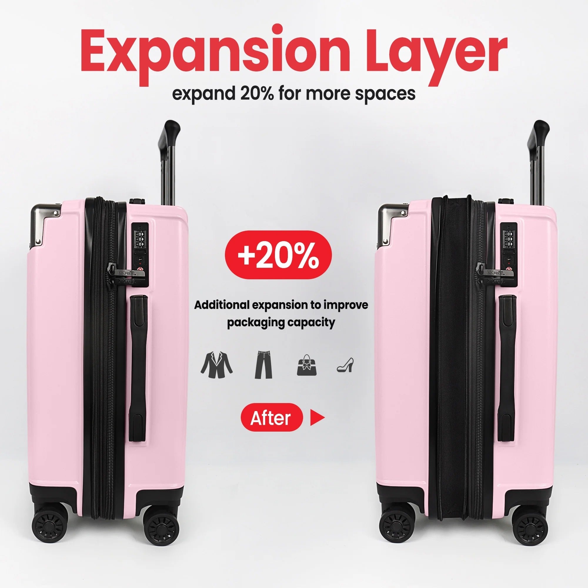 NEW YORK XPRESS WD-576 ABS Hard-shell Expandable Suitcase with Spinner Wheels and TSA Lock