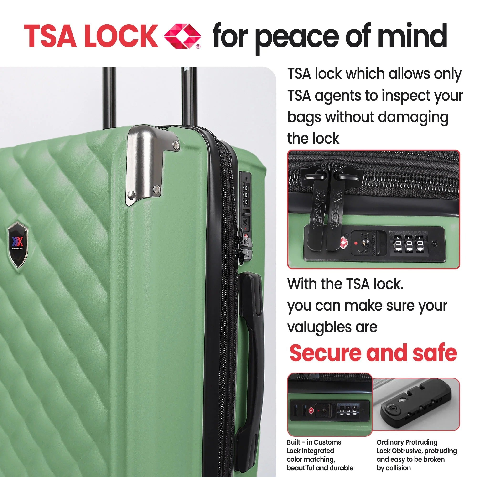 NEW YORK XPRESS WD-576 ABS Hard-shell Expandable Suitcase with Spinner Wheels and TSA Lock