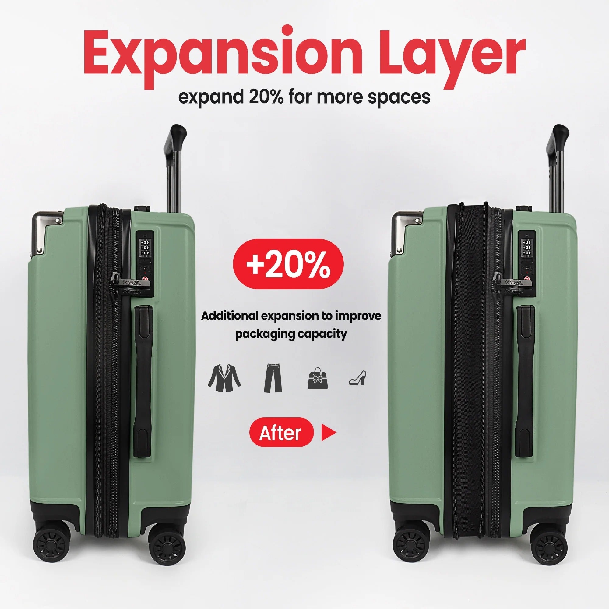 NEW YORK XPRESS WD-576 ABS Hard-shell Expandable Suitcase with Spinner Wheels and TSA Lock