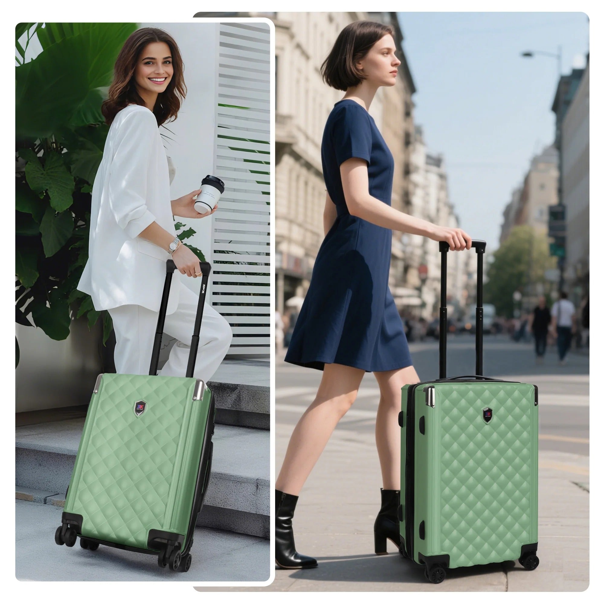 NEW YORK XPRESS WD-576 ABS Hard-shell Expandable Suitcase with Spinner Wheels and TSA Lock