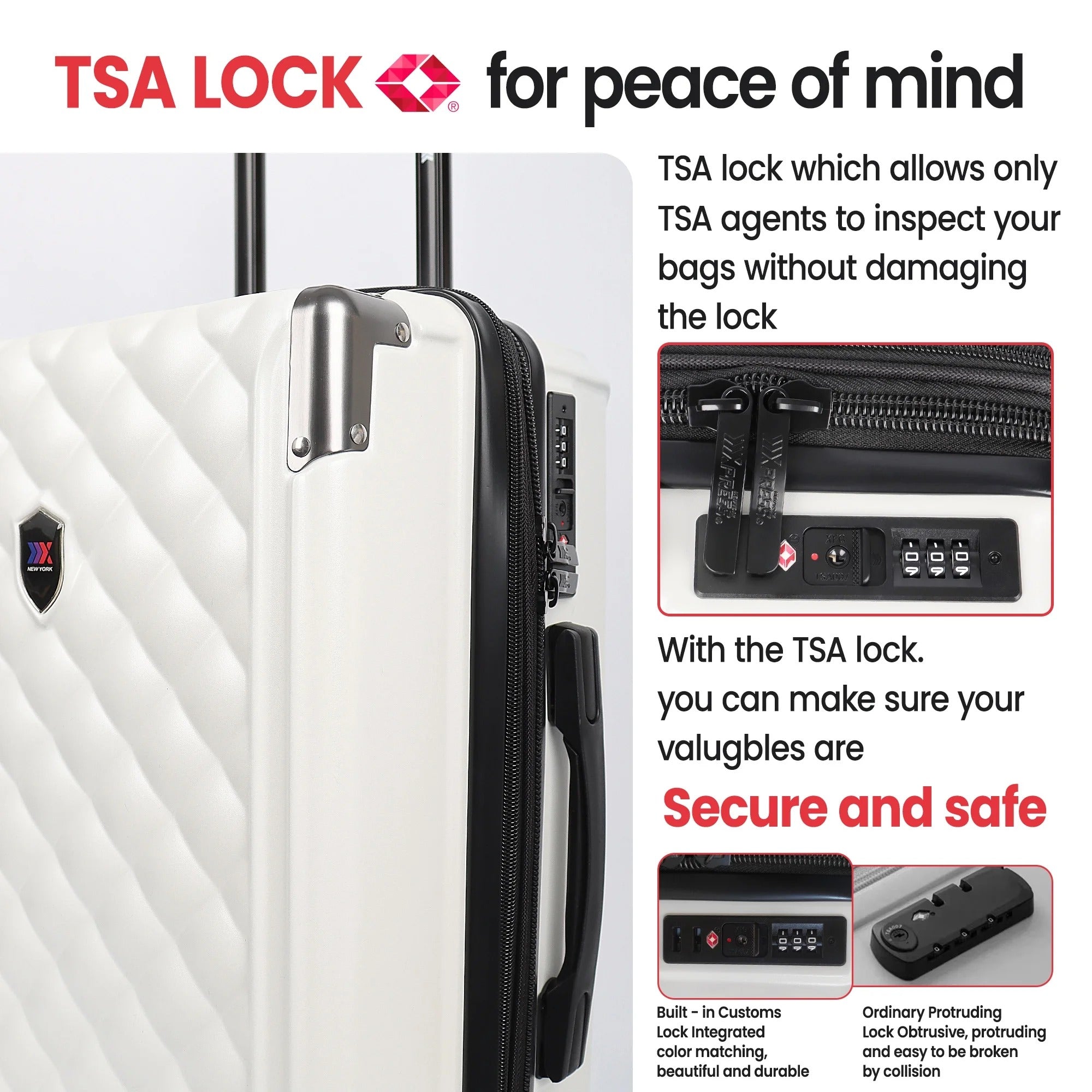 NEW YORK XPRESS WD-576 ABS Hard-shell Expandable Suitcase with Spinner Wheels and TSA Lock